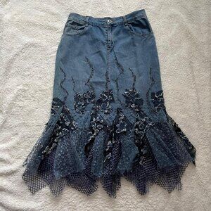 Embellished Denim Skirt